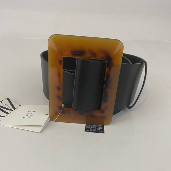 ZARA Black PU Leather Belt NWT - Picture 2 of 7